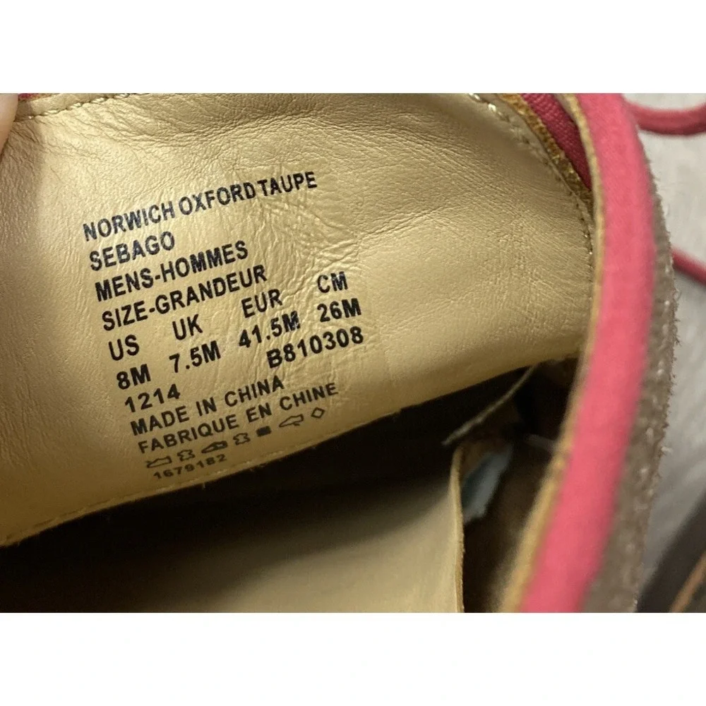 Sebago Men's Shoes Norwich Oxford Taupe Canvas Upper‎ Dress Size 8 M